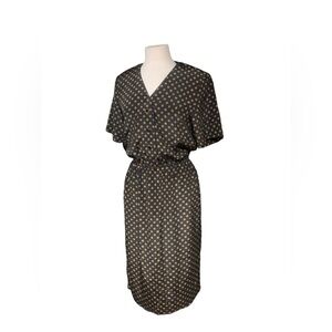 Vintage Leslie Fay black and gold floral pattern Knee-Length Dress